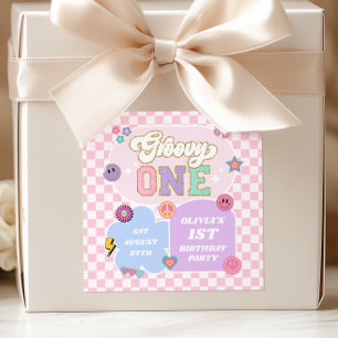 Sticker Carré Groovy One Préparation Patch 1er Anniversaire