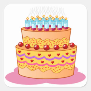 Sticker Carré Gros gâteau d'anniversaire
