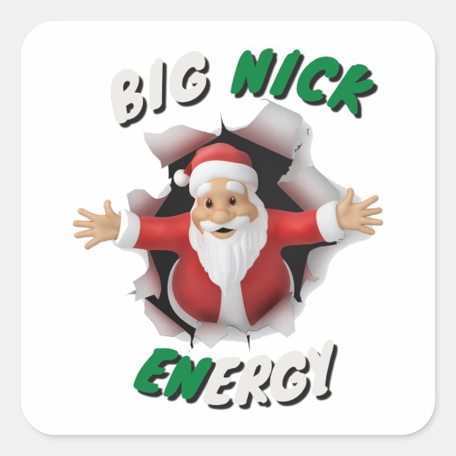 Sticker Carré Gros Nick Energy Retro Noël (Devant)