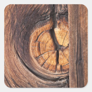 Sticker Carré Gros plan d'un noeud en bois, Californie