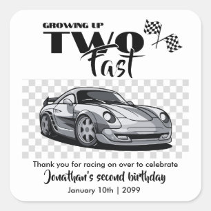 Sticker Carré Grossissant Jusqu'À 2 Ans De Voiture De Course Mod