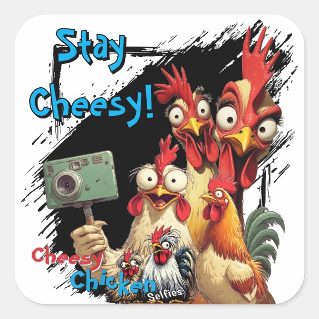 Sticker Carré "Group Selfie Sticker" Chessy Chicken Selfies