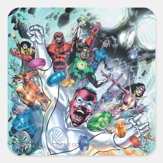 Sticker Carré Groupe Corp avec anneaux (Devant)