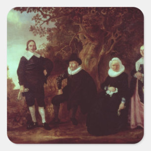 Sticker Carré Groupe de famille dans un paysage