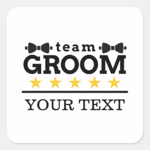 Sticker Carré Groupe d'équipe   Groomsman   Licence   Blanc noir