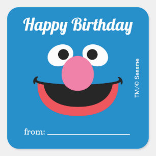 Sticker Carré Grover de rue Sesame   Un cadeau de - Anniversaire