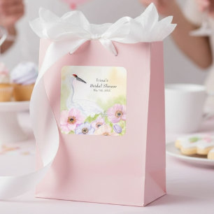 Sticker Carré Grue couronnée pour la fête de mariage avec des a
