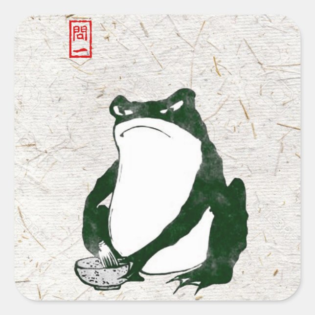Sticker Carré Grumpy Grenouille japonaise crapaud 19ème siècle (Devant)
