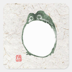 Sticker Carré Grumpy Grenouille japonaise crapaud 19ème siècle