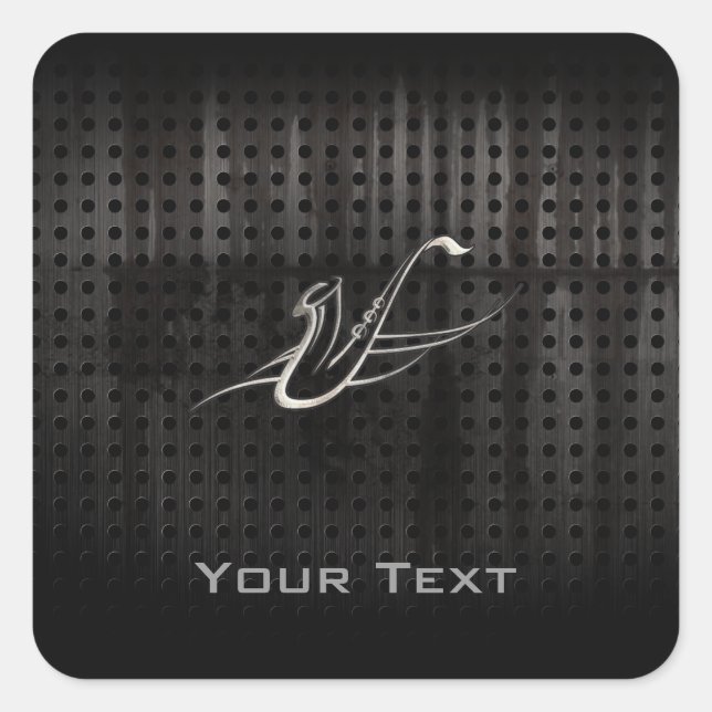 Sticker Carré Grunge Saxophone (Devant)