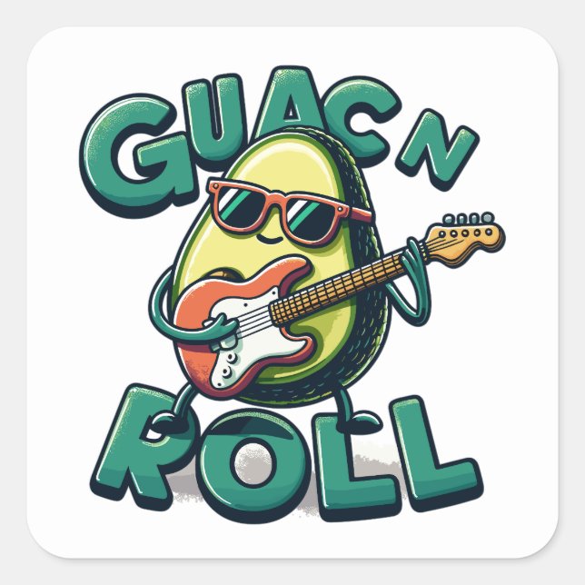 Sticker Carré Guac N Roll Rock Et Roll Guac Et Roll (Devant)