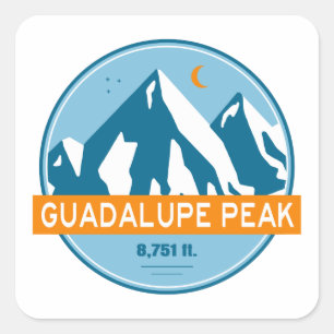 Sticker Carré Guadalupe Peak Texas Stars Moon