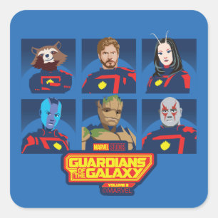 Sticker Carré Guardians de la Galaxy Team Profile Lineup