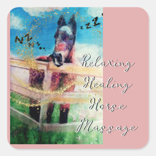 Sticker Carré guérison relaxante cheval massage carré autocollan