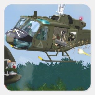 Sticker Carré Guerre de Vietnam Bell Huey.