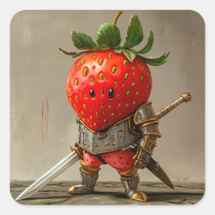 Sticker Carré Guerrier Fraise