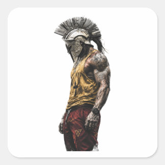 Sticker Carré Guerrier spartiate moderne – Force antique moderne