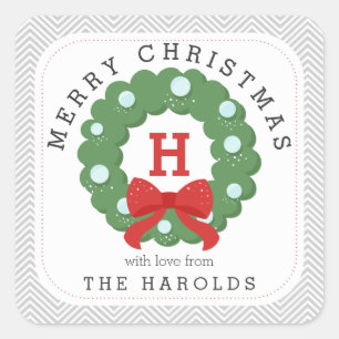 Sticker Carré Guirlande moderne de Joyeux Noël de Chevron