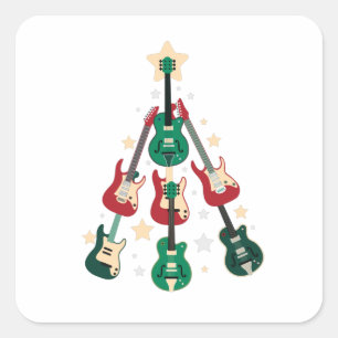 STICKER CARRÉ GUITAR ARBRE DE NOËL