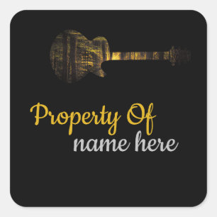 Sticker Carré Guitare Acoustique Logo Personnalisé 