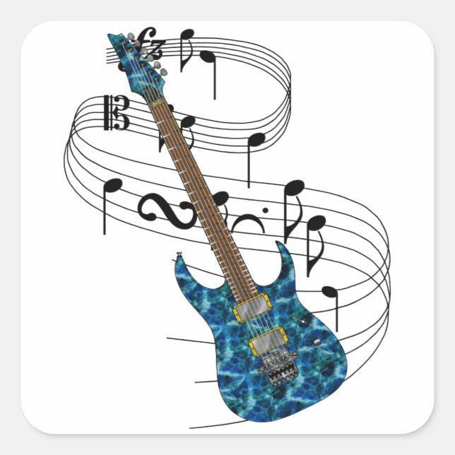Sticker Carré Guitare électrique (Devant)