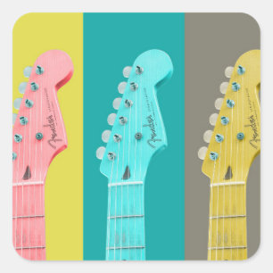 Sticker Carré Guitare pastel colorée musique de fille