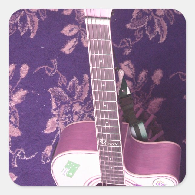 Sticker Carré Guitare vintage : Le rêve de style africain (Devant)