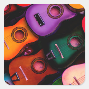 Sticker Carré Guitares colorées