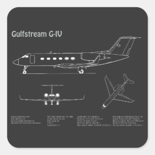Sticker Carré Gulfstream G-IV - Plan directeur de l'avion PD