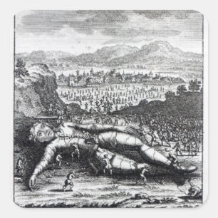 Sticker Carré Gulliver capturé par les Lilliputiens