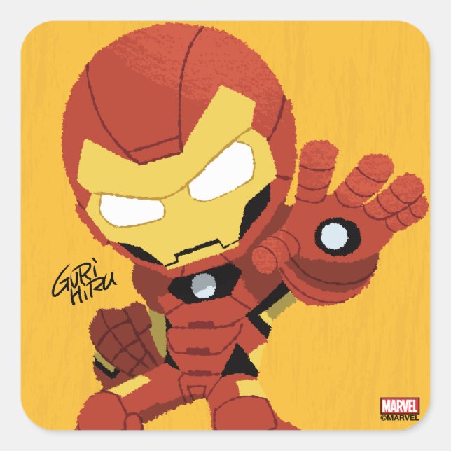 Sticker Carré Guri Hiru Iron Man (Devant)