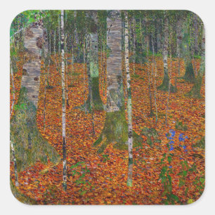 Sticker Carré Gustav Klimt - Bois de bouleau