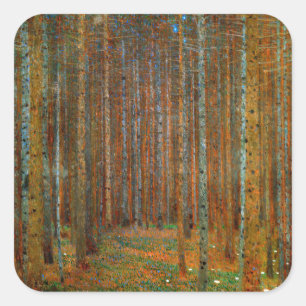 Sticker Carré Gustav Klimt - Forêt de pins de Tannenwald