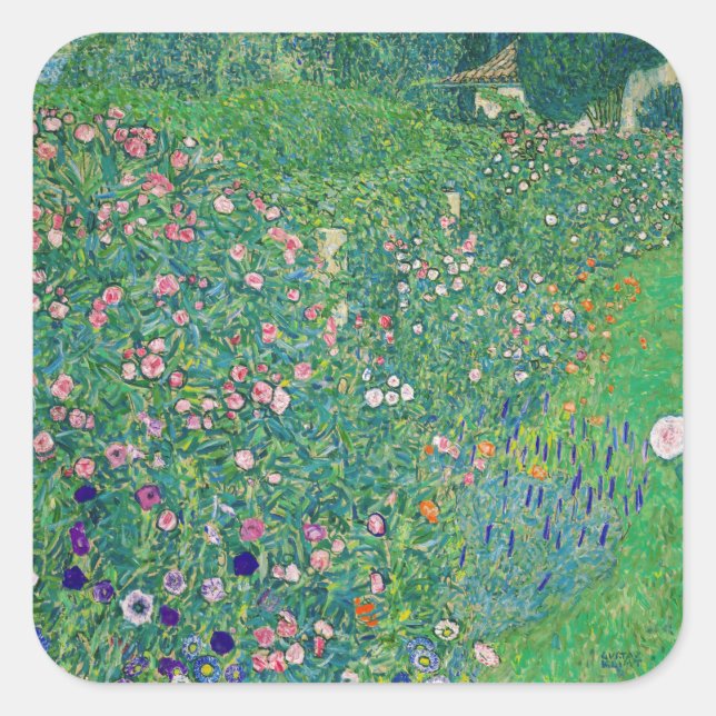 Sticker Carré Gustav Klimt - Paysage du jardin italien (Devant)