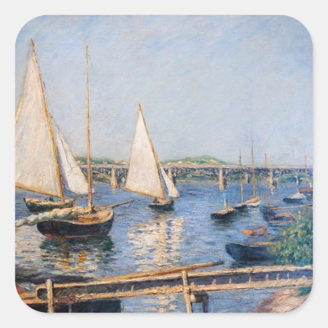Sticker Carré Gustave Caillebotte - Bateaux à voile à Argenteuil (Devant)