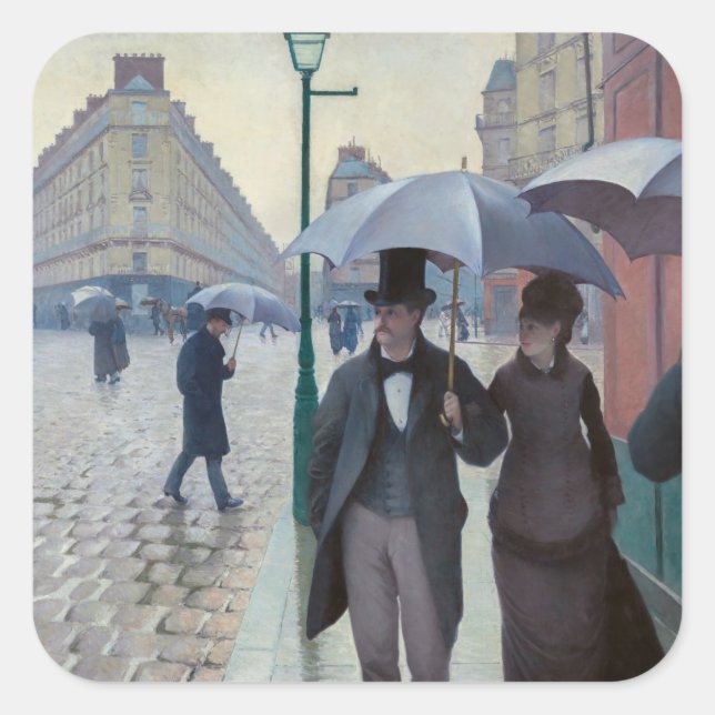 Sticker Carré Gustave Caillebotte - Paris Street ; Rainy Day (Devant)