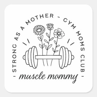 Sticker Carré Gym mom club muscle mommy mothers day funny
