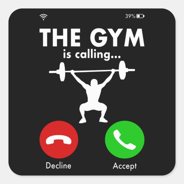Sticker Carré Gymnase Powerlifting Bodybuilding Dire Cadeau (Devant)