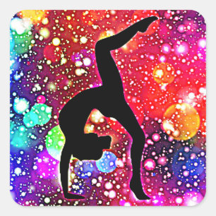 Sticker Carré Gymnastique Abstraite Bubble Pose Pose Pose Pose P