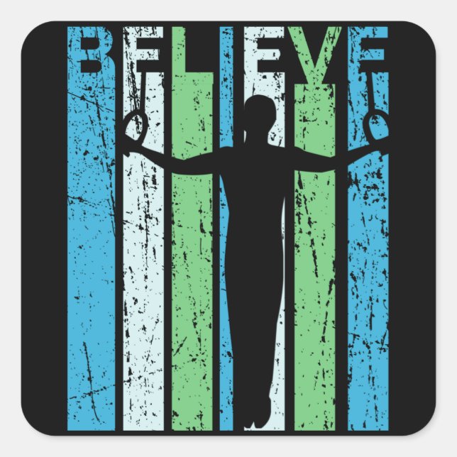 Sticker Carré Gymnastique Anneaux Croire Hommes Femmes Enfants R (Devant)
