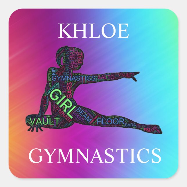 Sticker Carré Gymnastique Art Word coloré (Devant)