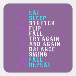 Sticker Carré Gymnastique du sommeil de l'alimentation récupérée