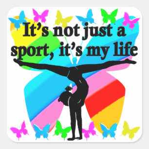 STICKER CARRÉ GYMNASTIQUE EST MON CONCEPTION DE VIE RAINBOW