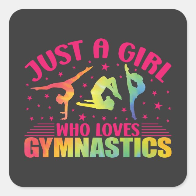 Sticker Carré Gymnastique Gymnastique Juste une fille qui aime l (Devant)