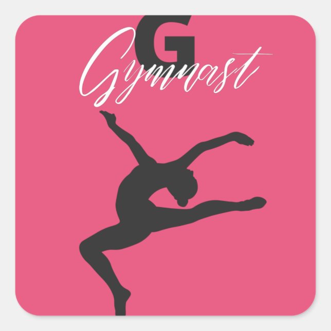 Sticker Carré Gymnastique Monogramme G est pour Gymnaste (Devant)