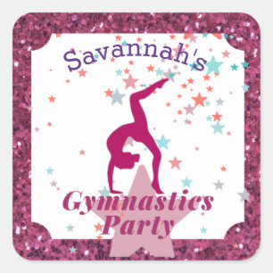 Sticker Carré Gymnastique Parties scintillant et étoiles