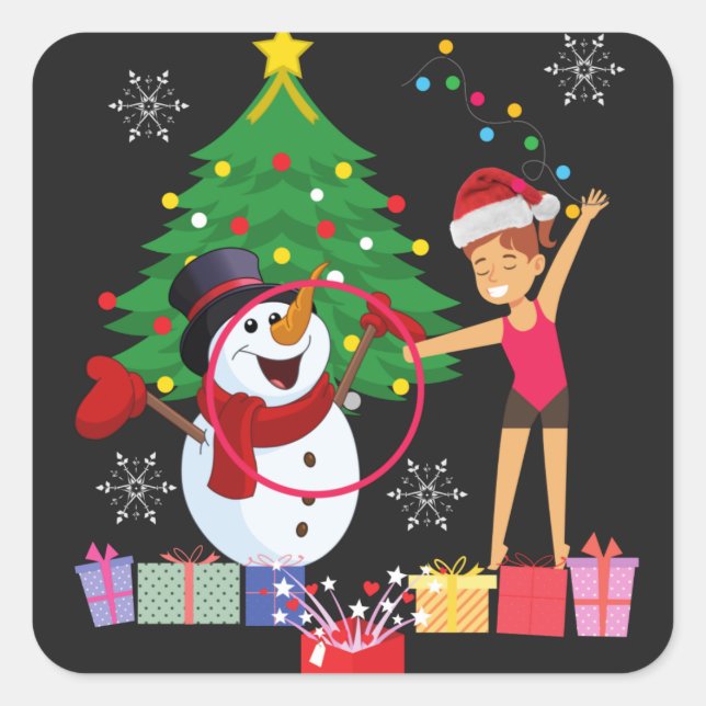 Sticker Carré Gymnastique rythmique Célébration de Noël (Devant)
