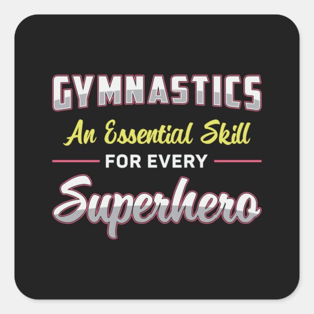 Sticker Carré Gymnastique Superhero Acrobat Bars Beam Gymnast (Devant)