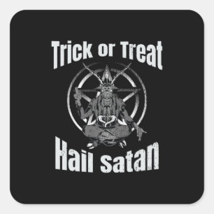 Sticker Carré Hail Satan Pentagram Goat Halloween