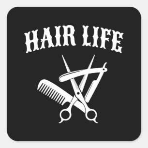 Sticker Carré Hair Life - Coiffeur